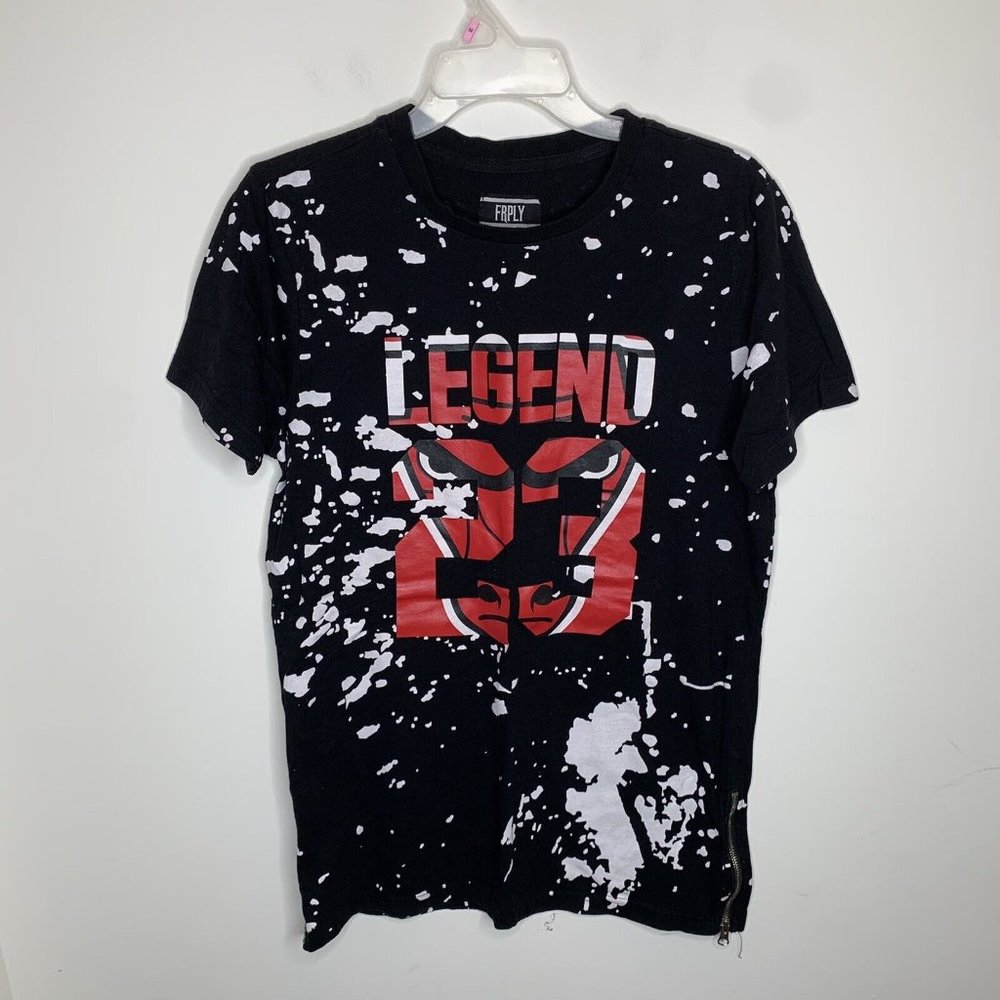 FRPLY Mens M Black Chicago Bulls #23 Michael Jordan Legend Short Sleeve Shirt